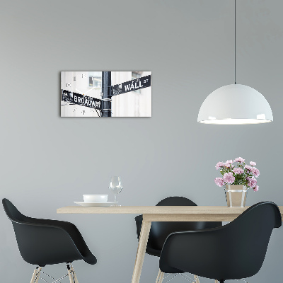 Glazen klok horizontaal Wall Street-bord