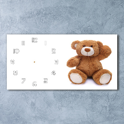 Langwerpige wandklok van glas Teddybeer