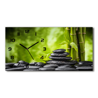 Langwerpige wandklok van glas Zen-stenen