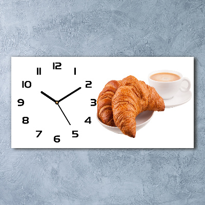 Glazen klok horizontaal Croissants en koffie