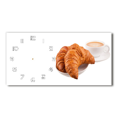 Glazen klok horizontaal Croissants en koffie