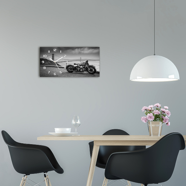 Glazen wandklok rechthoekig Motorfiets