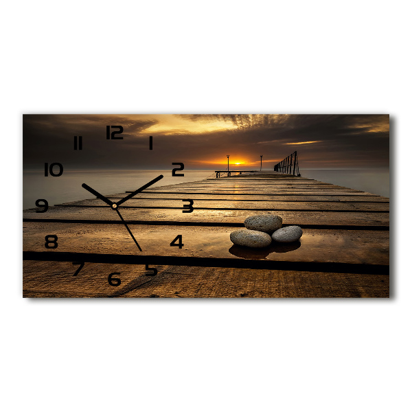 Langwerpige wandklok van glas Houten steiger