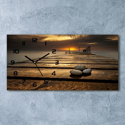 Langwerpige wandklok van glas Houten steiger