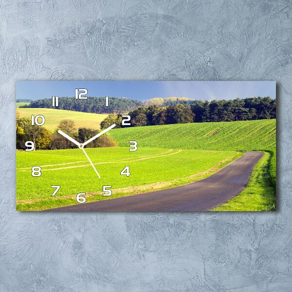 Glazen wandklok rechthoekig Onverharde weg