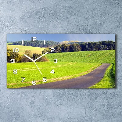 Glazen wandklok rechthoekig Onverharde weg