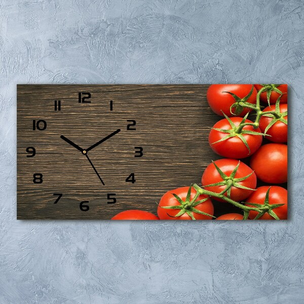 Glazen klok horizontaal Tomaten op hout