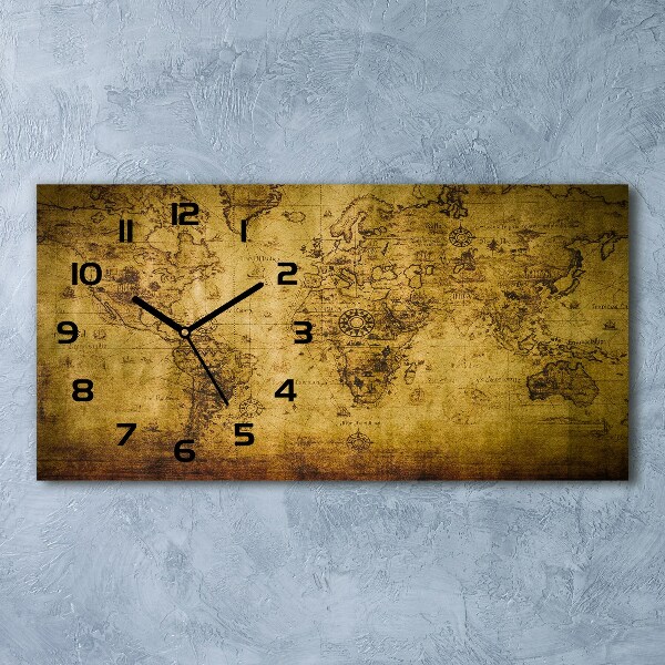 Glazen klok horizontaal Oude wereldkaart