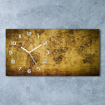 Glazen klok horizontaal Oude wereldkaart