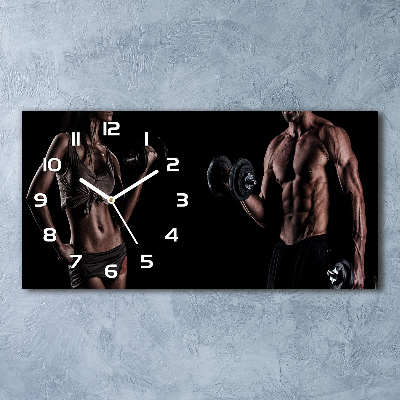 Langwerpige wandklok van glas Spieropbouw