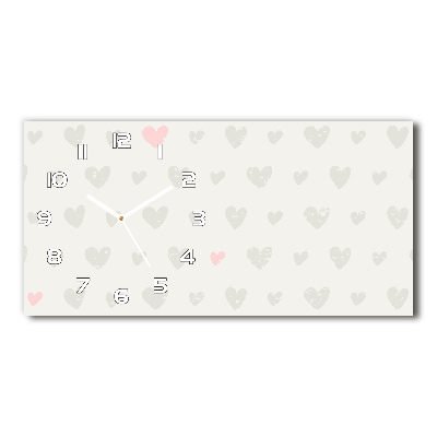 Langwerpige wandklok van glas Achtergrond met hartjes