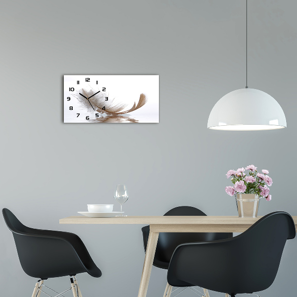 Glazen klok horizontaal Een veer op het water