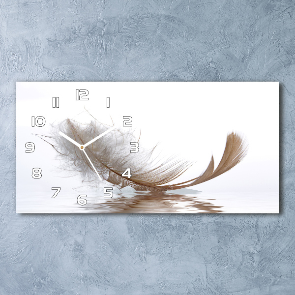 Glazen klok horizontaal Een veer op het water