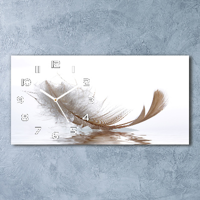 Glazen klok horizontaal Een veer op het water