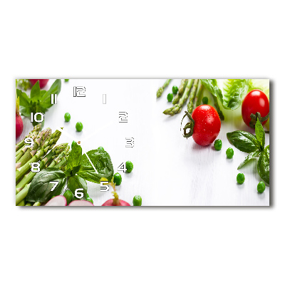 Langwerpige wandklok van glas Verse groenten