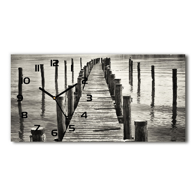 Langwerpige wandklok van glas Houten steiger