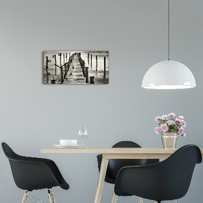 Langwerpige wandklok van glas Houten steiger