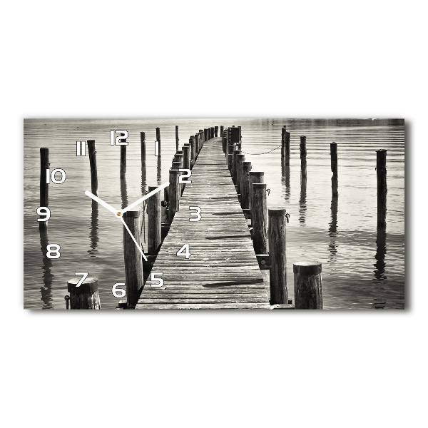 Langwerpige wandklok van glas Houten steiger