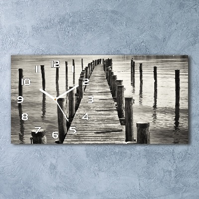 Langwerpige wandklok van glas Houten steiger