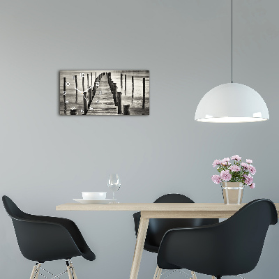 Langwerpige wandklok van glas Houten steiger