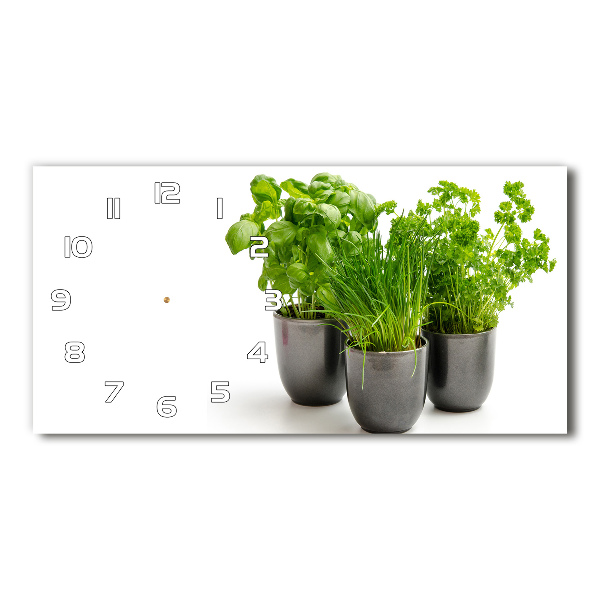 Glazen klok horizontaal Kruiden in potten