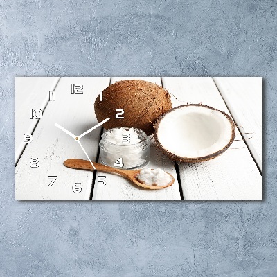 Langwerpige wandklok van glas Kokosolie