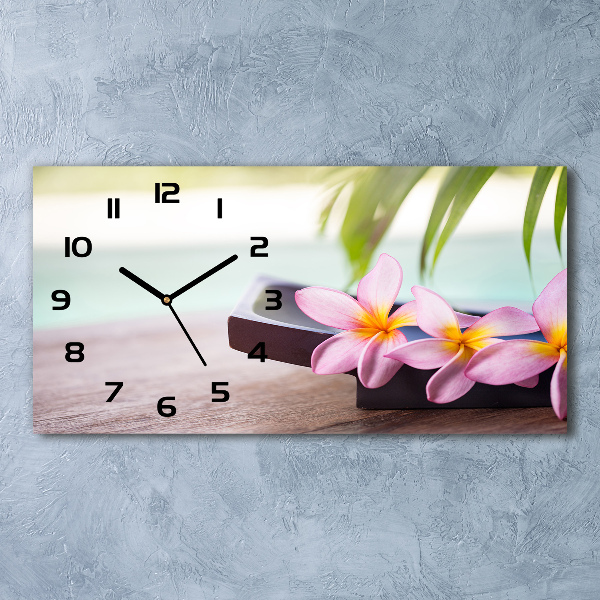 Glazen wandklok rechthoekig Plumeria
