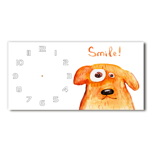 Glazen wandklok rechthoekig Hond