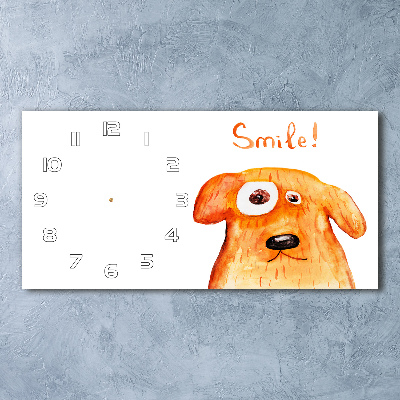 Glazen wandklok rechthoekig Hond