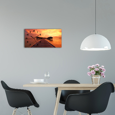 Glazen klok horizontaal Bungalows op de Malediven