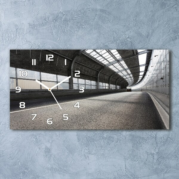 Langwerpige wandklok van glas Weg in de tunnel