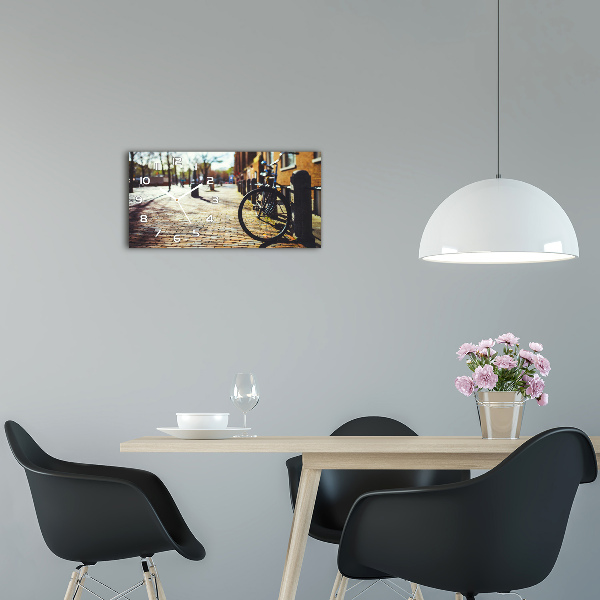 Glazen klok horizontaal Fietsen in Amsterdam