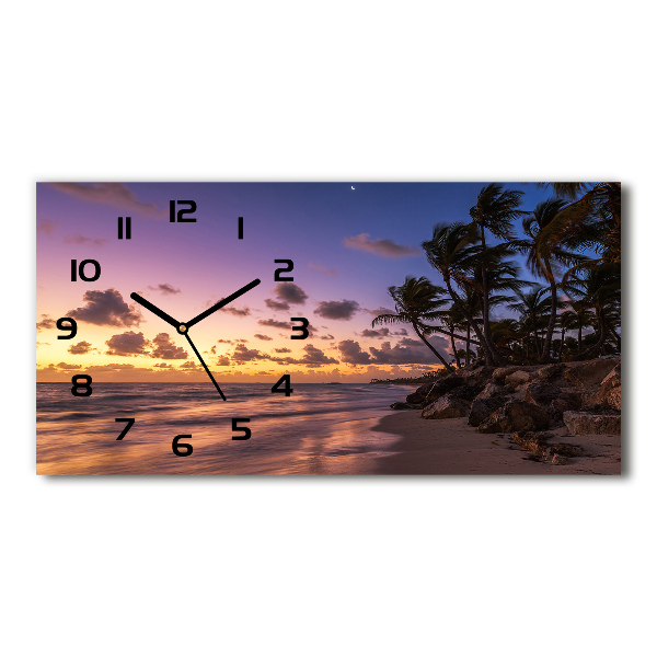 Glazen klok horizontaal Zonsondergang op het strand