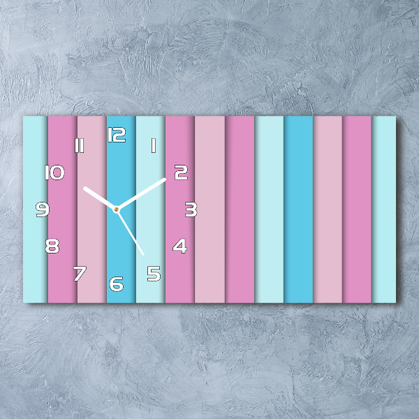 Langwerpige wandklok van glas Kleurrijke strepen