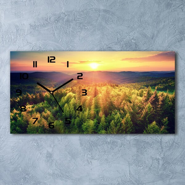 Glazen klok horizontaal Zonsondergang in het bos