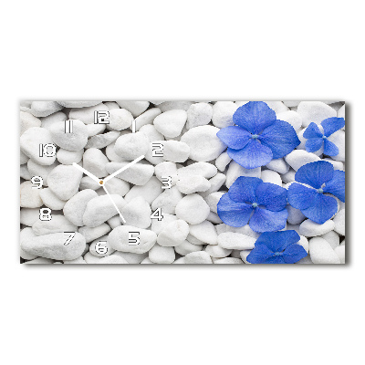 Glazen wandklok rechthoekig Hortensia