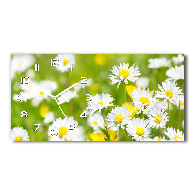 Glazen wandklok rechthoekig Madeliefjes