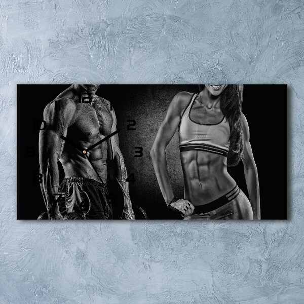 Langwerpige wandklok van glas Spieropbouw