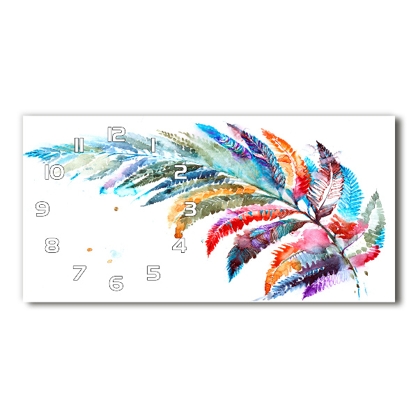 Langwerpige wandklok van glas Kleurrijke pen