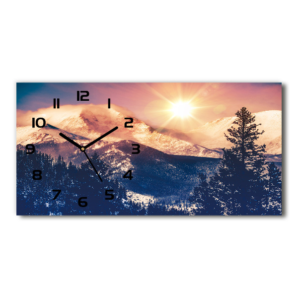 Langwerpige wandklok van glas Colorado-bergen