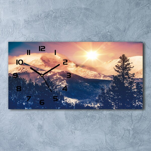 Langwerpige wandklok van glas Colorado-bergen