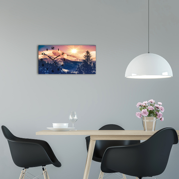 Langwerpige wandklok van glas Colorado-bergen