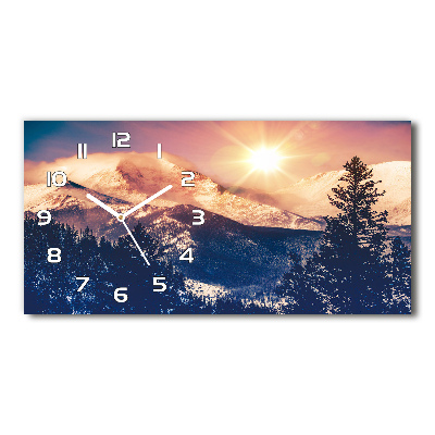 Langwerpige wandklok van glas Colorado-bergen
