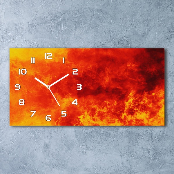 Glazen wandklok rechthoekig Vlammen