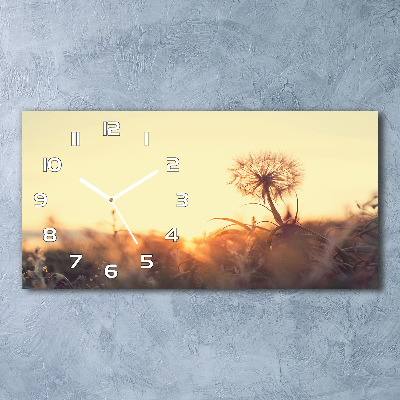 Glazen wandklok rechthoekig Paardebloem