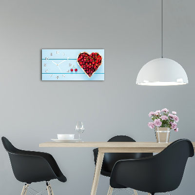 Langwerpige wandklok van glas Kersenhart