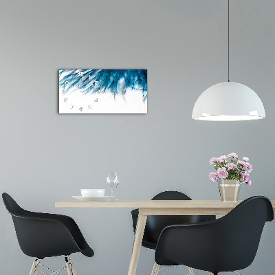 Glazen klok horizontaal Blauwe veren