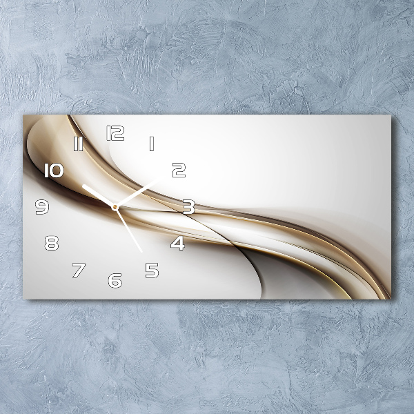 Langwerpige wandklok van glas Bruine golf