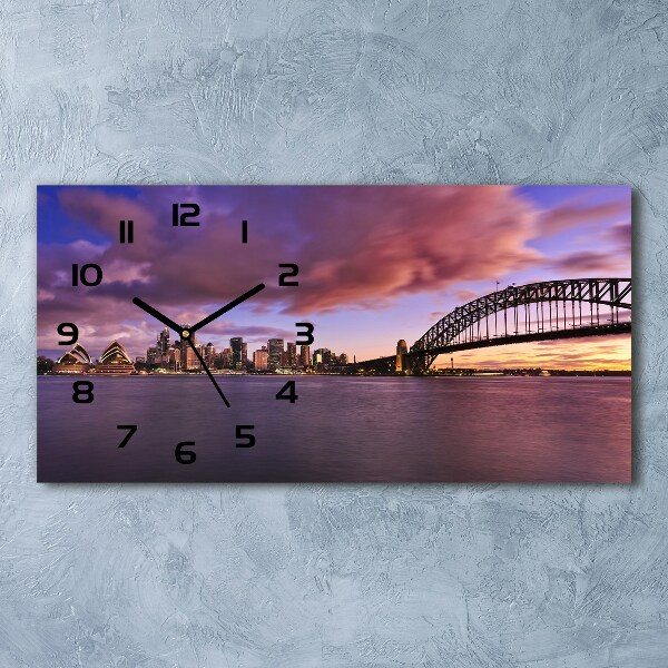 Langwerpige wandklok van glas Sydney Bridge