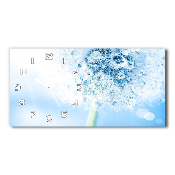 Glazen wandklok rechthoekig Paardebloem